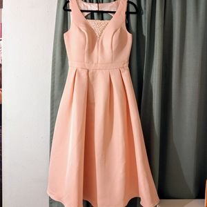 PLUNGE FRONT OPEN BACK MIDI DRESS SKATER ASOS